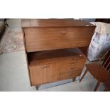 A vintage sapele bureau