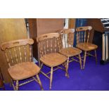 A set of 4 traditional stained frame kitchen chairs
