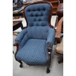 A Victorian scroll frame armchair