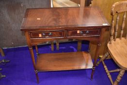 A reproduction mahogany hall table with two frieze drawers, approx. Width 67cm