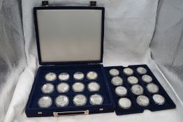 A collection of 24 Commonwealth silver coins, Aviation, Olympic, Naval etc in fitted case