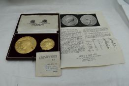 A pair of Silver Gilt Sir Francis Chichester Gipsy Moth IV 1966-1967 Medallions in case by Spink &