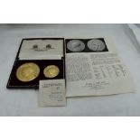 A pair of Silver Gilt Sir Francis Chichester Gipsy Moth IV 1966-1967 Medallions in case by Spink &