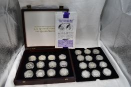 A collection of 24 HM Queen Elizabeth the Queen Mother Silver Commonwealth crown sized coins, in