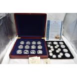 A collection of 30 Channel Islands Silver £1 (13) and £5 (17) coins, in fitted case with