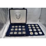 A collection of 24 USA silver coins, Morgan, Peace, Liberty etc in fitted case