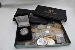 A Collection of Coins, Copy Coins, Medalions, Silver Coins and Two Sets of 24K Gold Banknotes, Pound