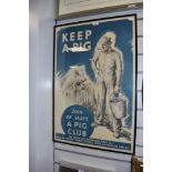 A vintage Framed poster 'Keep a pig, Start a pig club'. Highly collectable and in great condition.