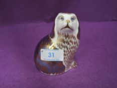 A Royal Crown Derby Paperweight. King Charles Spaniel modelled by Robert Jefferson and decoration