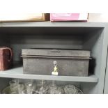 A lockable metal deed or similar document box by Chubb and Sons