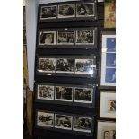 Five framed lots of three photograpic film stills, a lot being 20th century fox, including 'The rat,