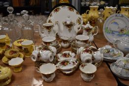 A large amount of Royal Albert 'Old country roses' including cups and saucers, large platter, coffee
