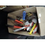 A selection of garage Diy and building tools including spanners hammers etc
