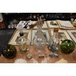An interesting antique hand blown decanter of sorts, having four Internal segregated compartments,