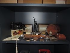 An interesting selection of curios and collectables including Olympic style trophy, Kodak junior 1