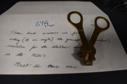 A set of brass cast gramophone needle cutters for bamboo record needles