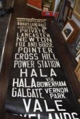 A wonderful Canvas bus destination blind, around 1950s/60s for Morecambe, Lancaster and