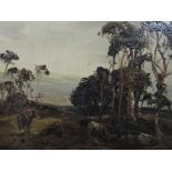 An oil painting on board, William Manners, hilltop copse, signed, 17 x 26cm, framed