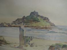 A watercolour, H Rich, St Michaels Mount, indistinctly signed, 28 x 39cm, framed and glazed