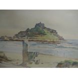 A watercolour, H Rich, St Michaels Mount, indistinctly signed, 28 x 39cm, framed and glazed