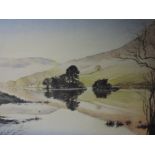 A watercolour, Christine Baines, Misty Morning Rydal, signed, attributed verso, 27 x 36cm, framed