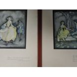 A pair of prints after Jennie Harbour, My Peggy, 28 x 17cm, framed and glazed