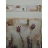 A pair of mixed media pictures, Kevin B, Vase I and Vase II, indistinctly signed, 69 x 24cm,