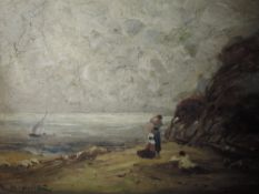 An oil painting on board, William Manners, coastal landscape, signed, 19 x 29cm, framed
