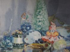 A watercolour, Arthur Bracken, Christmas Decorations, signed and attributed verso, 20 x 26cm, framed