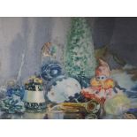 A watercolour, Arthur Bracken, Christmas Decorations, signed and attributed verso, 20 x 26cm, framed