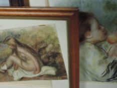 Two prints, after Renoir, female studies, 28 x 43cm, and 48 x 33cm, framed and glazed