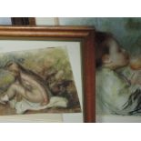 Two prints, after Renoir, female studies, 28 x 43cm, and 48 x 33cm, framed and glazed