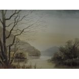 A watercolour, E Greig Hall, Windermere from the ferry, signed, attributed verso, 37 x 49cm,