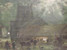 A watercolour, William Manners, At the Blacksmiths Forge, signed, 17 x 24cm, framed and glazed