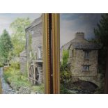 A pair of oil paintings, Rex Marsden, The Bridge House Ambleside, and Stockghyll water wheel,