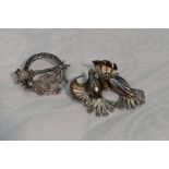 Two silver brooches including a pair of doves by Ivan Tarrant for George Tarrant, Birmingham 1970
