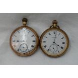 A 9ct gold pocket watch by Elgin no:23587015 having Roman numeral dial with subsidiary seconds (