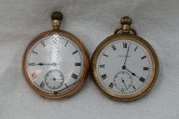 A 9ct gold pocket watch by Elgin no:23587015 having Roman numeral dial with subsidiary seconds (