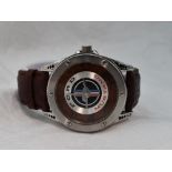A gents quartz wrist watch commemorating Ford Mustang having plain dial to decorative face in
