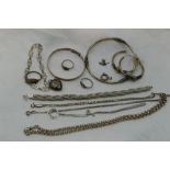 A small selection of HM silver & white metal jewellery, most stamped silver/925 including bracelets,