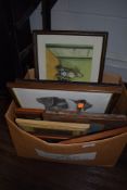 A box of general prints and similar, including those of dog interest.