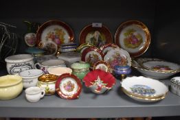 A varied lot of ceramics including Wedgewood trinket boxes, Dresden china, and Limoges miniature