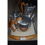 A tea coffee and tray set by Picquot ware