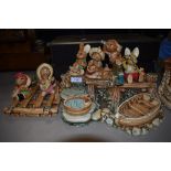 A selection of Pendelfin by Stonecraft a Harbour boat port and raft with figures