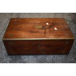 A part mahogany writing slope having brass inlaid details to sides and lid,handles folding flush