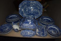 A large quantity of Copelands Spodes Italian table ware, tureens, plates, jugs platters and more.