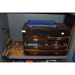 A vintage Mahogany M&W tool chest with drawers,also included is a variety of machinists and