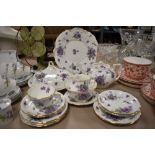 A mid century collection of Hammersley 'Victorian Violets', having vibrant violet transfer pattern