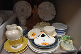 An array of vintage ceramics and glass, included are Myott, Radford,Crown Ducal and more.