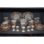 A Victorian part tea service or breakfast set having transfer pattern with hand tinted floral